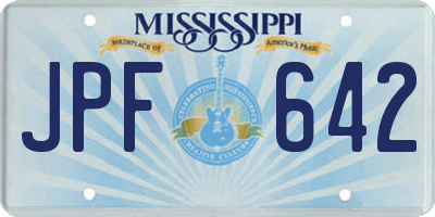 MS license plate JPF642