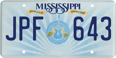 MS license plate JPF643