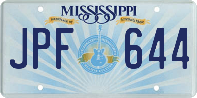 MS license plate JPF644