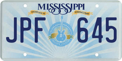 MS license plate JPF645
