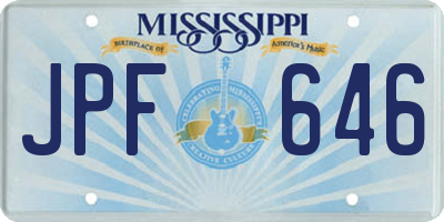 MS license plate JPF646