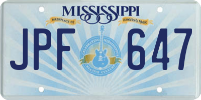 MS license plate JPF647