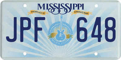 MS license plate JPF648