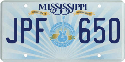 MS license plate JPF650