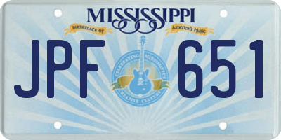 MS license plate JPF651