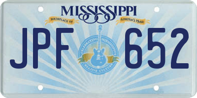 MS license plate JPF652