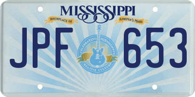 MS license plate JPF653