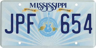 MS license plate JPF654