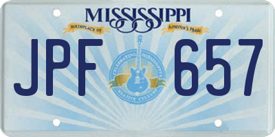 MS license plate JPF657
