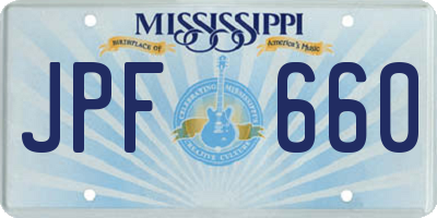 MS license plate JPF660