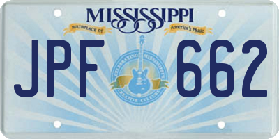 MS license plate JPF662