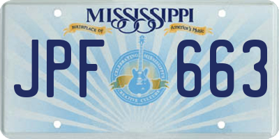 MS license plate JPF663