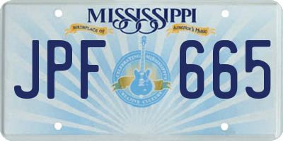 MS license plate JPF665