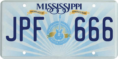 MS license plate JPF666