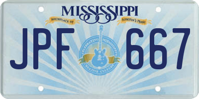 MS license plate JPF667