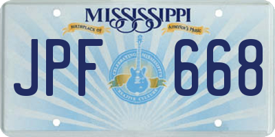MS license plate JPF668