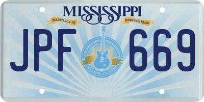 MS license plate JPF669