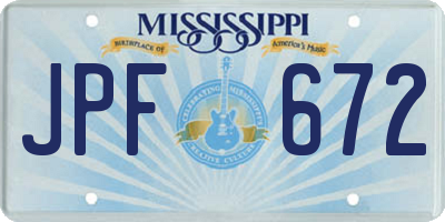 MS license plate JPF672