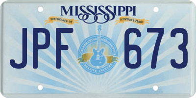 MS license plate JPF673