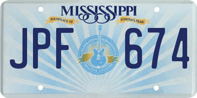 MS license plate JPF674