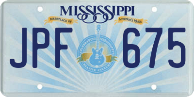 MS license plate JPF675