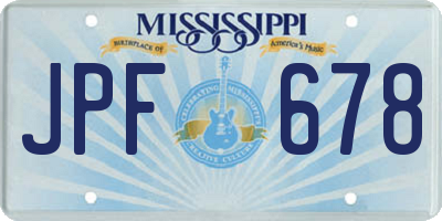 MS license plate JPF678