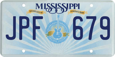 MS license plate JPF679