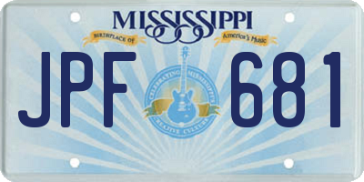MS license plate JPF681
