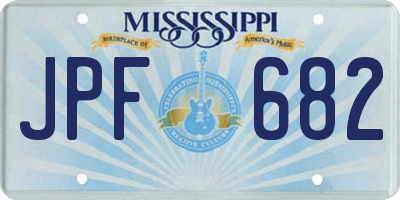 MS license plate JPF682