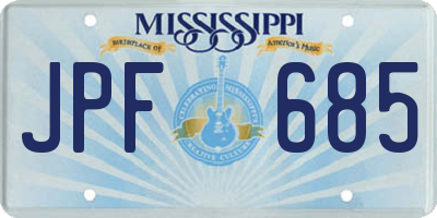 MS license plate JPF685