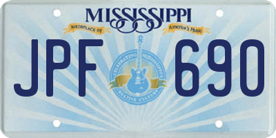 MS license plate JPF690