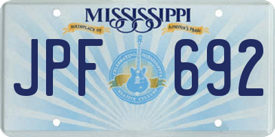 MS license plate JPF692