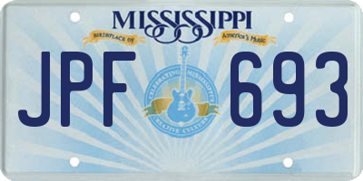 MS license plate JPF693