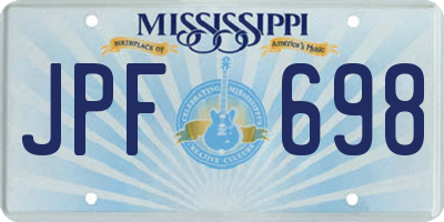 MS license plate JPF698