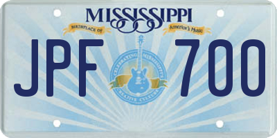 MS license plate JPF700