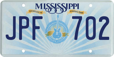 MS license plate JPF702