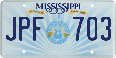 MS license plate JPF703