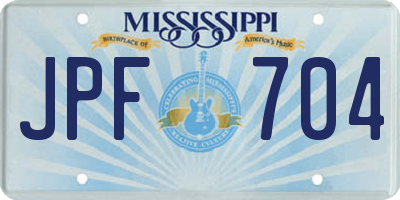 MS license plate JPF704