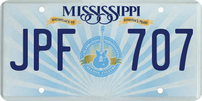 MS license plate JPF707