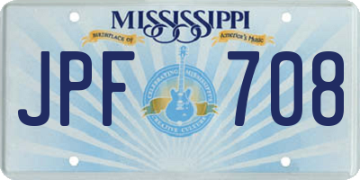 MS license plate JPF708