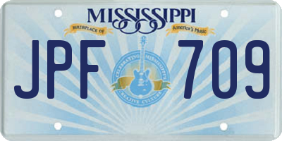 MS license plate JPF709