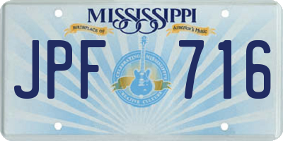 MS license plate JPF716