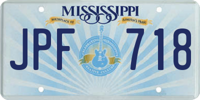 MS license plate JPF718