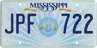MS license plate JPF722