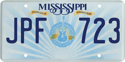 MS license plate JPF723