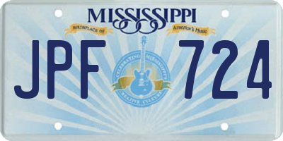 MS license plate JPF724