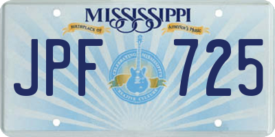 MS license plate JPF725