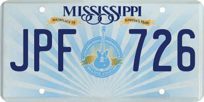 MS license plate JPF726