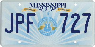 MS license plate JPF727