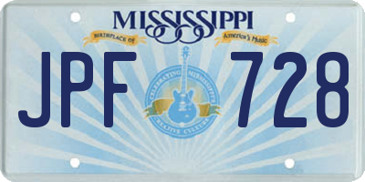 MS license plate JPF728